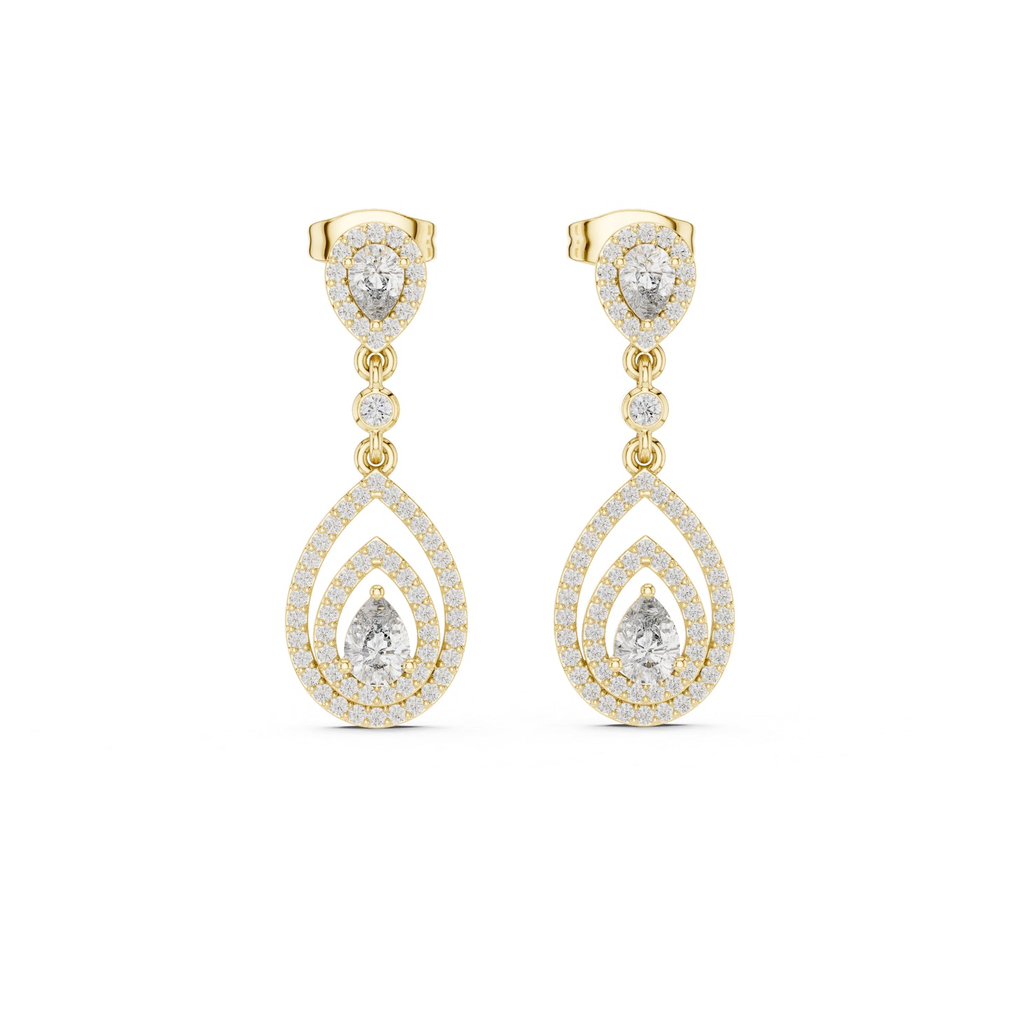18K White Gold Round & Pear Lab-Grown Diamond Wedding Earrings for Women | Pure Carat