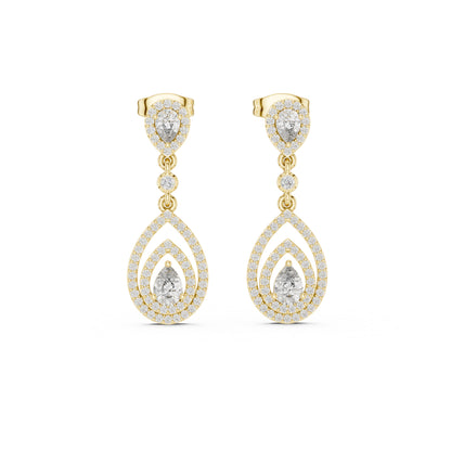 18K White Gold Round & Pear Lab-Grown Diamond Wedding Earrings for Women | Pure Carat