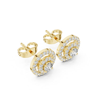 14K Yellow Gold Round Lab-Grown Diamond Engagement Earrings for Women | Pure Carat