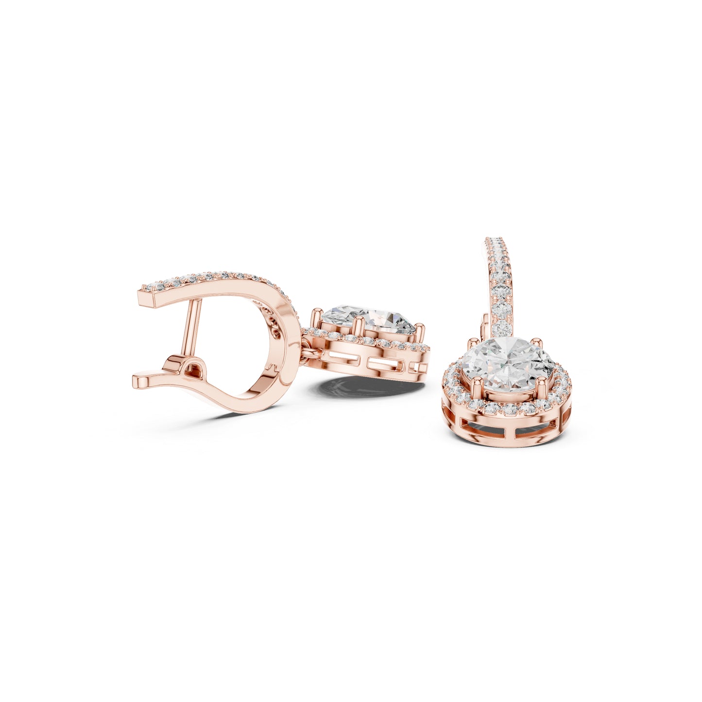18K Yellow Gold Round & Oval Lab-Grown Diamond Engagement Earrings for Women | Pure Carat