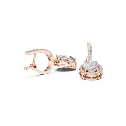 18K Yellow Gold Round & Oval Lab-Grown Diamond Engagement Earrings for Women | Pure Carat