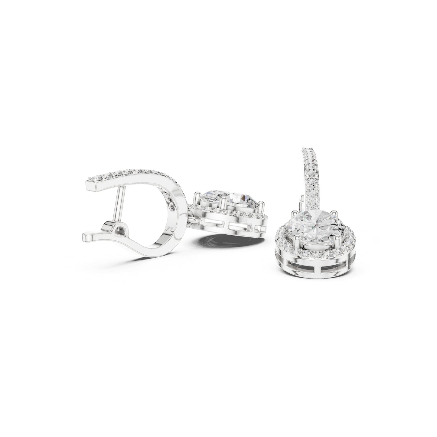 18K Yellow Gold Round & Oval Lab-Grown Diamond Engagement Earrings for Women | Pure Carat