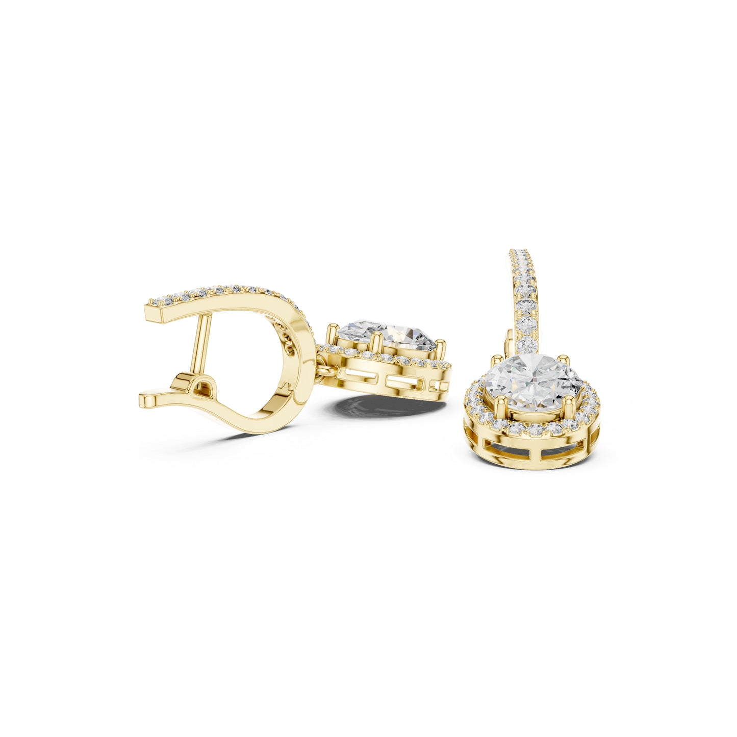 18K Yellow Gold Round & Oval Lab-Grown Diamond Engagement Earrings for Women | Pure Carat