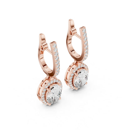 18K Yellow Gold Round & Oval Lab-Grown Diamond Engagement Earrings for Women | Pure Carat