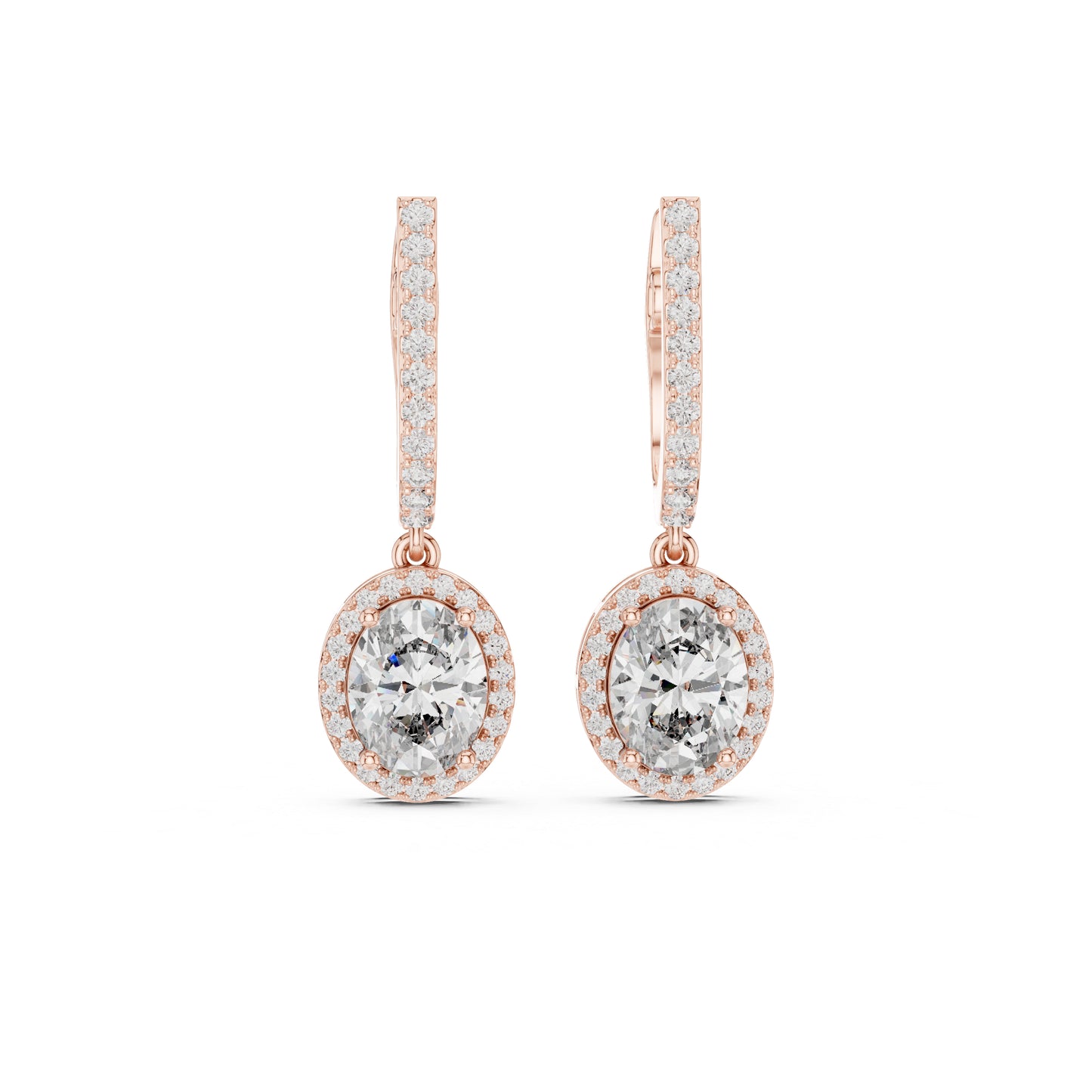 18K Yellow Gold Round & Oval Lab-Grown Diamond Engagement Earrings for Women | Pure Carat