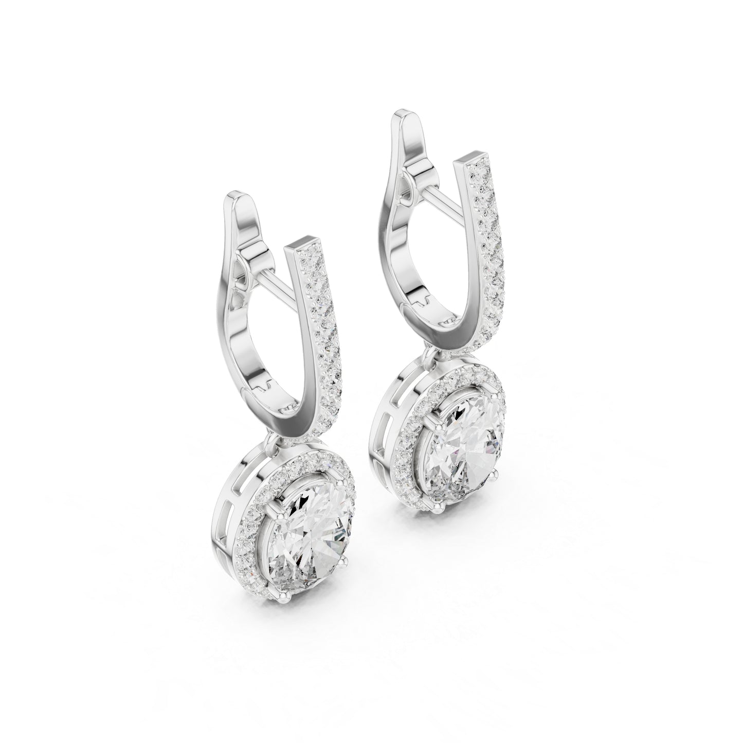 18K Yellow Gold Round & Oval Lab-Grown Diamond Engagement Earrings for Women | Pure Carat