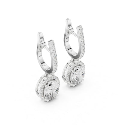 18K Yellow Gold Round & Oval Lab-Grown Diamond Engagement Earrings for Women | Pure Carat
