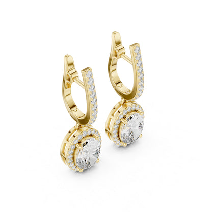 18K Yellow Gold Round & Oval Lab-Grown Diamond Engagement Earrings for Women | Pure Carat
