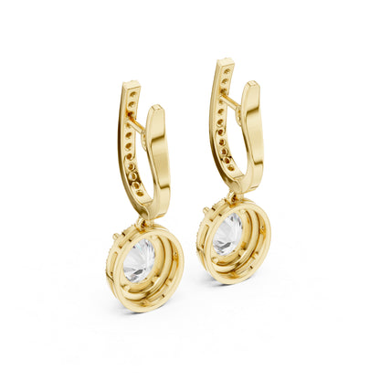 18K Yellow Gold Round & Oval Lab-Grown Diamond Engagement Earrings for Women | Pure Carat