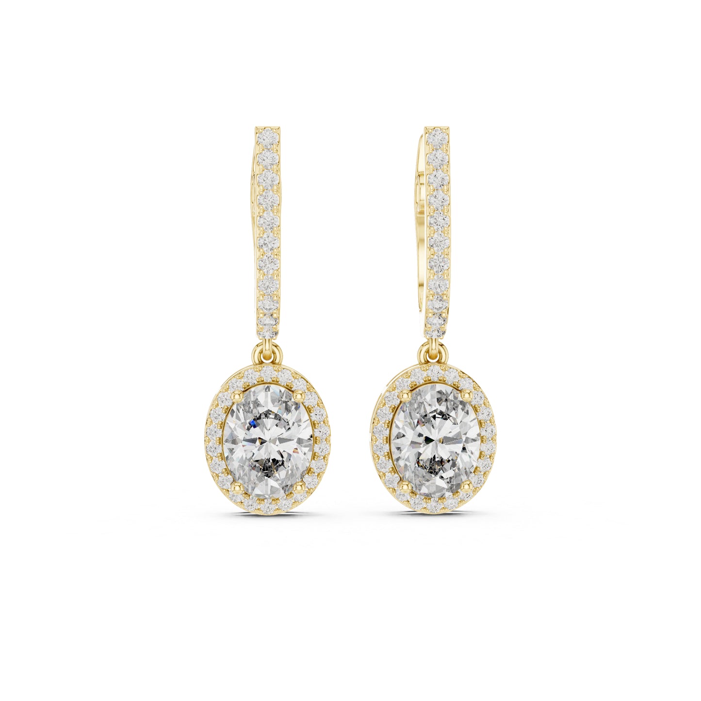 18K Yellow Gold Round & Oval Lab-Grown Diamond Engagement Earrings for Women | Pure Carat