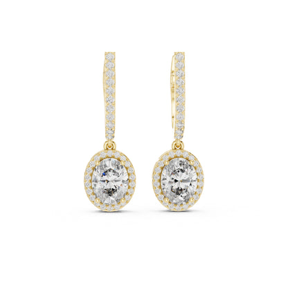 18K Yellow Gold Round & Oval Lab-Grown Diamond Engagement Earrings for Women | Pure Carat