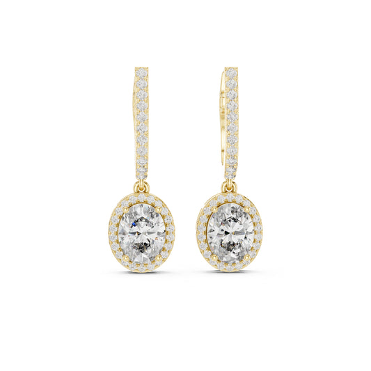 18K Yellow Gold Round & Oval Lab-Grown Diamond Engagement Earrings for Women | Pure Carat