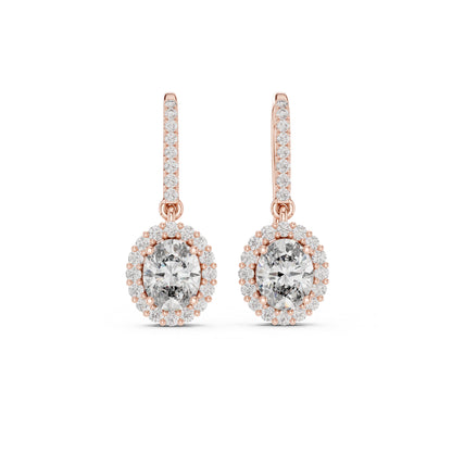 18K Rose Gold Round & Oval Lab-Grown Diamond Wedding Earrings for Women | Pure Carat