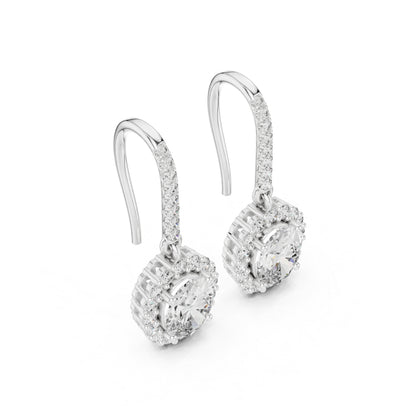 18K Rose Gold Round & Oval Lab-Grown Diamond Wedding Earrings for Women | Pure Carat