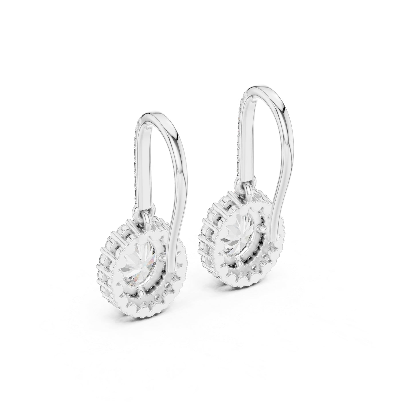 18K Rose Gold Round & Oval Lab-Grown Diamond Wedding Earrings for Women | Pure Carat