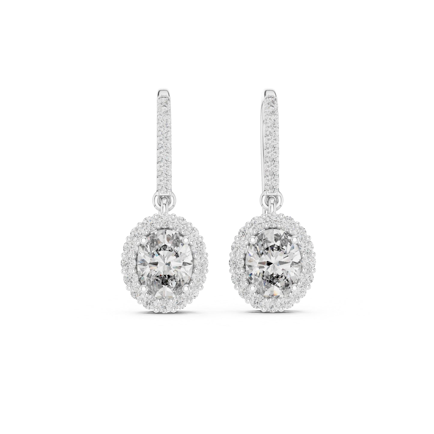 18K Rose Gold Round & Oval Lab-Grown Diamond Wedding Earrings for Women | Pure Carat