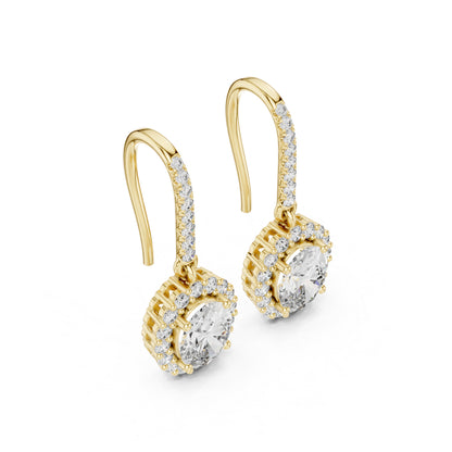 18K Rose Gold Round & Oval Lab-Grown Diamond Wedding Earrings for Women | Pure Carat