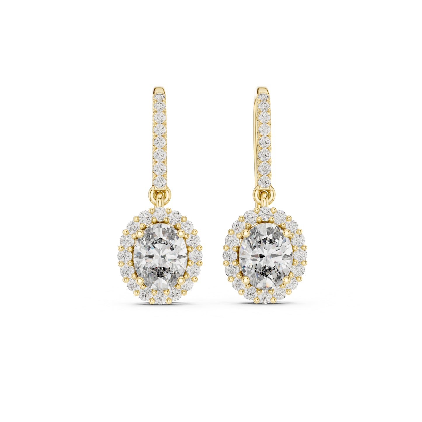 18K Rose Gold Round & Oval Lab-Grown Diamond Wedding Earrings for Women | Pure Carat