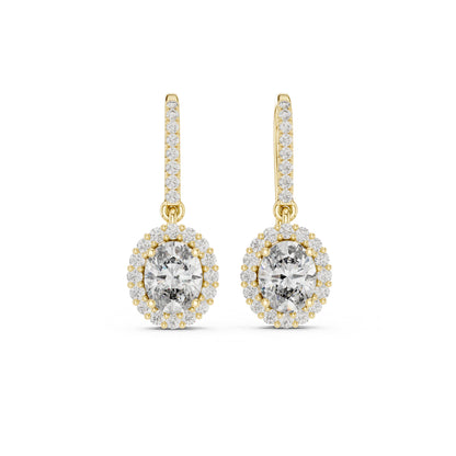 18K Rose Gold Round & Oval Lab-Grown Diamond Wedding Earrings for Women | Pure Carat