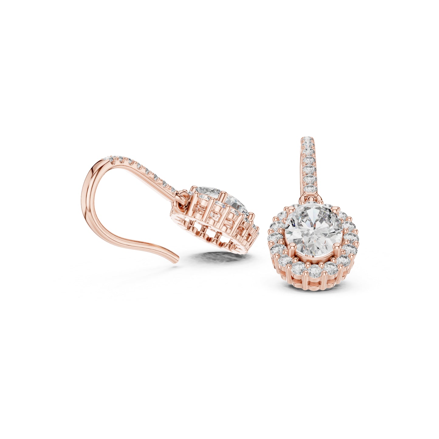 18K Rose Gold Round & Oval Lab-Grown Diamond Wedding Earrings for Women | Pure Carat