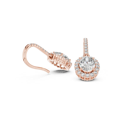 18K Rose Gold Round & Oval Lab-Grown Diamond Wedding Earrings for Women | Pure Carat