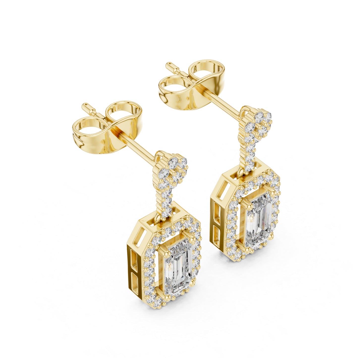 14K Yellow Gold Round & Oval Lab-Grown Diamond Engagement Earrings for Women | Pure Carat