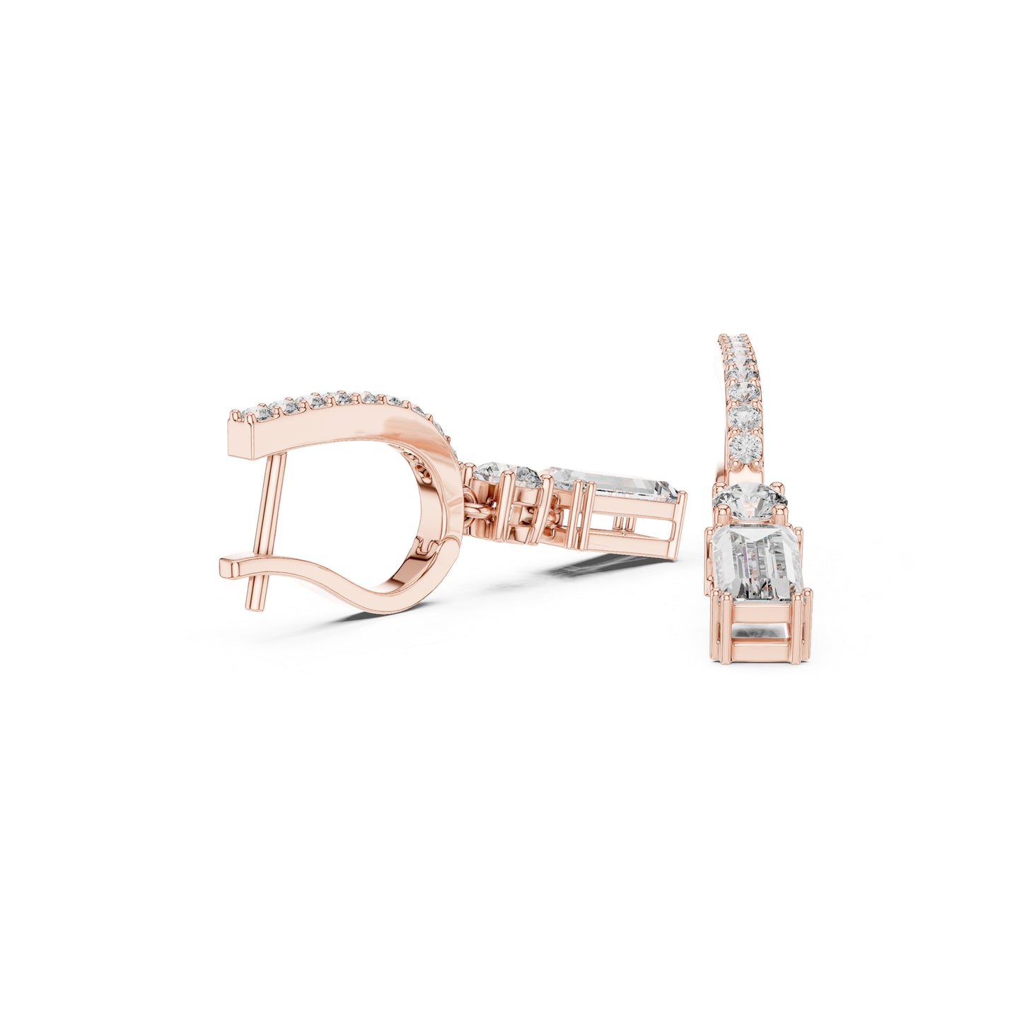 14K Yellow Gold Round & Baguette Lab-Grown Diamond Engagement Earrings for Women | Pure Carat