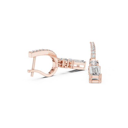 14K Yellow Gold Round & Baguette Lab-Grown Diamond Engagement Earrings for Women | Pure Carat