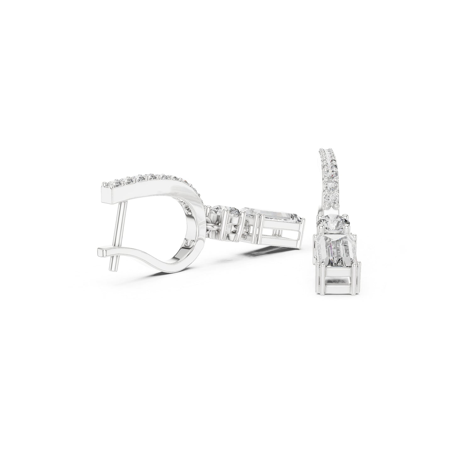 14K Yellow Gold Round & Baguette Lab-Grown Diamond Engagement Earrings for Women | Pure Carat