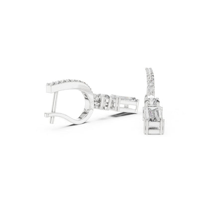 14K Yellow Gold Round & Baguette Lab-Grown Diamond Engagement Earrings for Women | Pure Carat