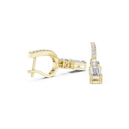 14K Yellow Gold Round & Baguette Lab-Grown Diamond Engagement Earrings for Women | Pure Carat