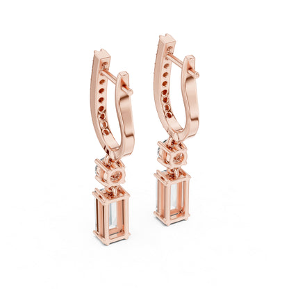 14K Yellow Gold Round & Baguette Lab-Grown Diamond Engagement Earrings for Women | Pure Carat