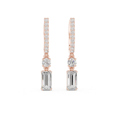 14K Yellow Gold Round & Baguette Lab-Grown Diamond Engagement Earrings for Women | Pure Carat