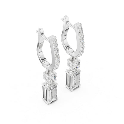 14K Yellow Gold Round & Baguette Lab-Grown Diamond Engagement Earrings for Women | Pure Carat