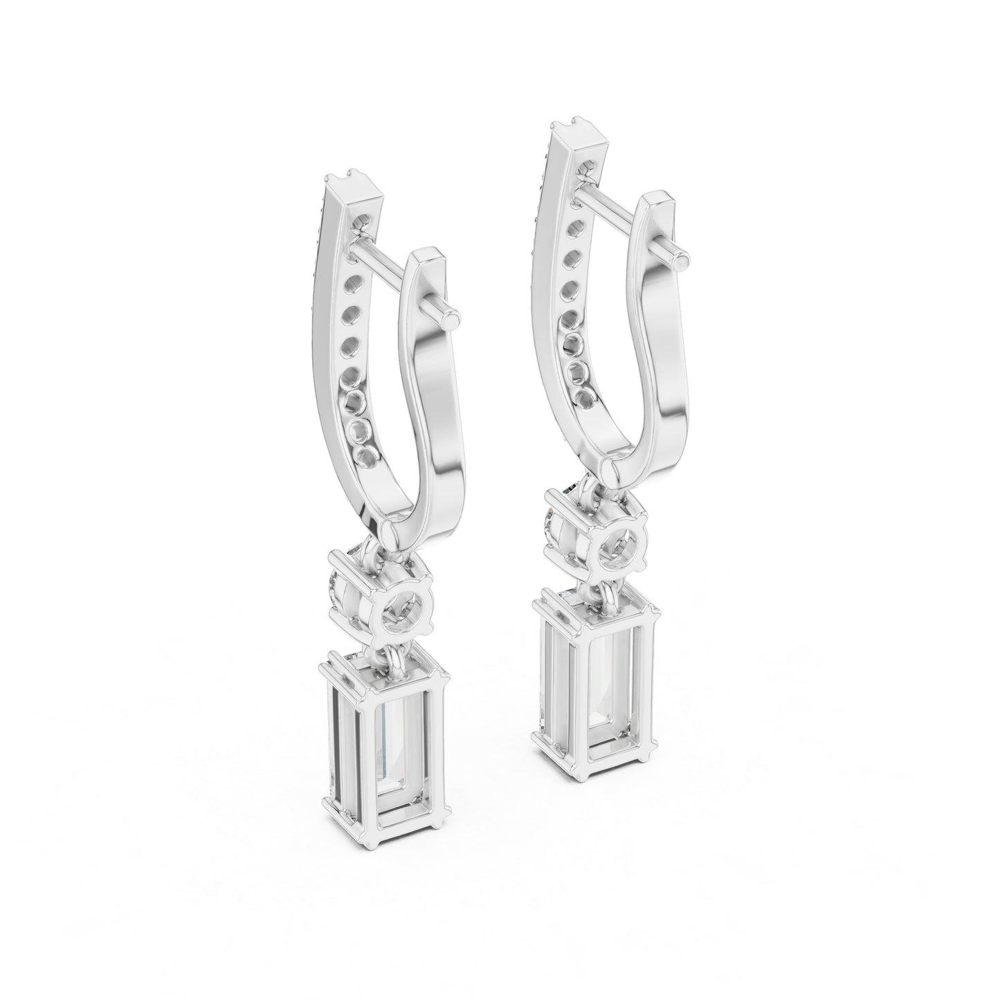 14K Yellow Gold Round & Baguette Lab-Grown Diamond Engagement Earrings for Women | Pure Carat