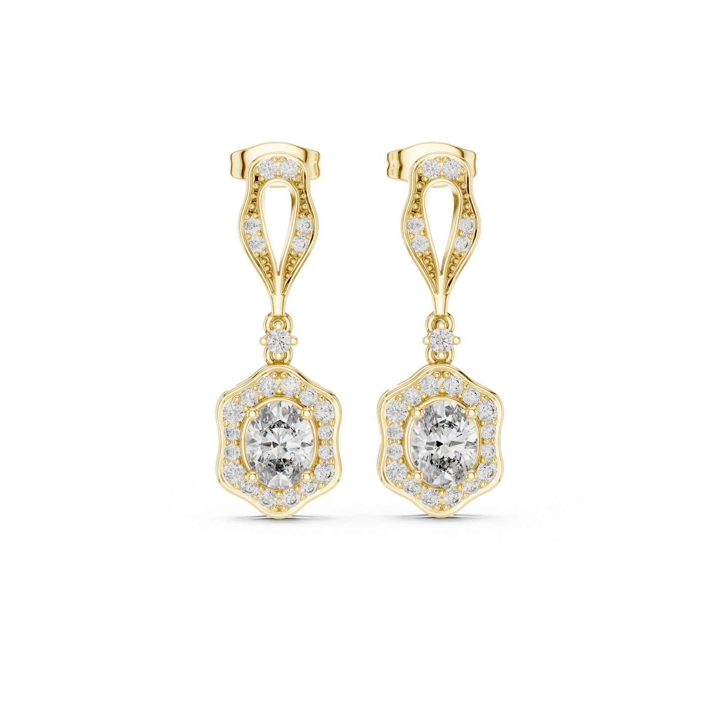 18K White Gold Round & Oval Lab-Grown Diamond Wedding Earrings for Women | Pure Carat