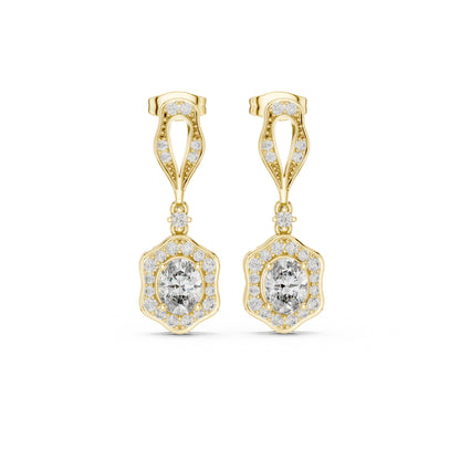 18K White Gold Round & Oval Lab-Grown Diamond Wedding Earrings for Women | Pure Carat