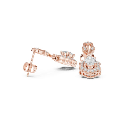 18K White Gold Round & Oval Lab-Grown Diamond Wedding Earrings for Women | Pure Carat
