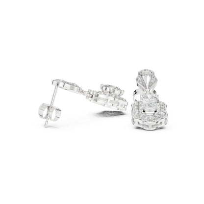 18K White Gold Round & Oval Lab-Grown Diamond Wedding Earrings for Women | Pure Carat