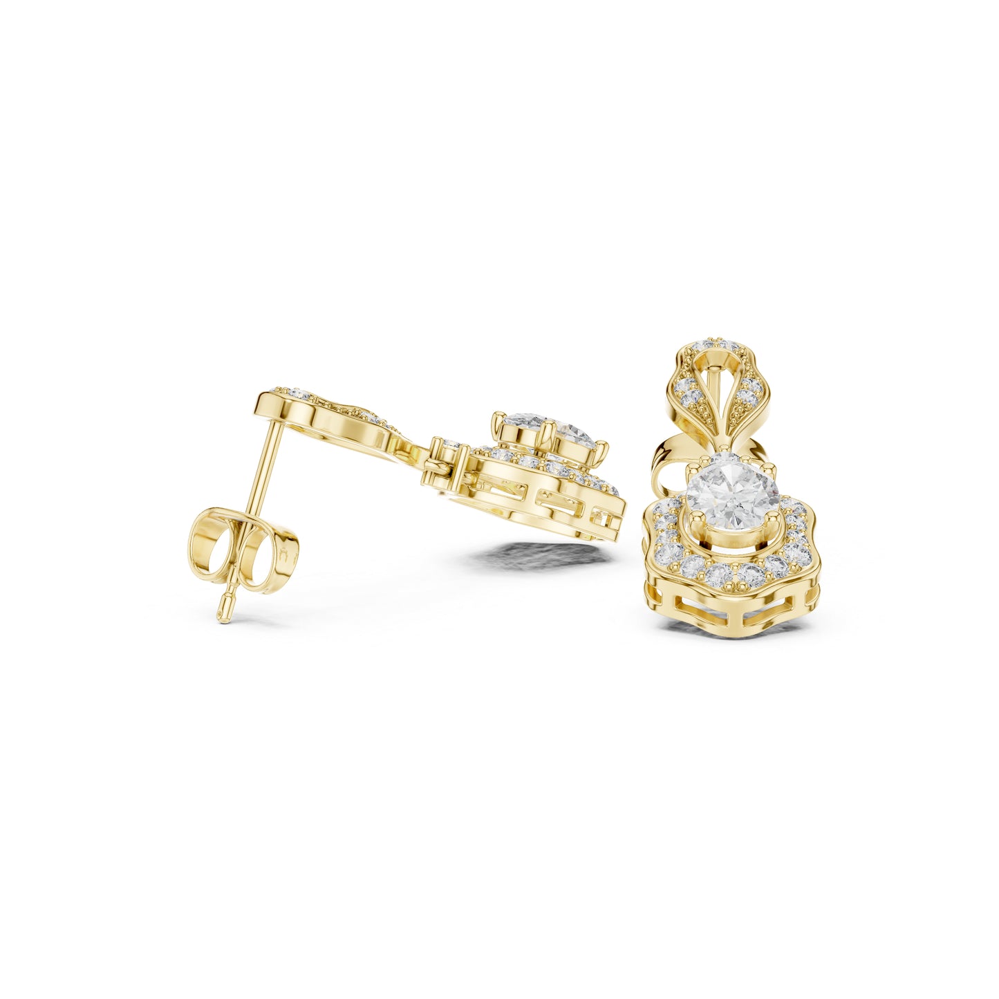 18K White Gold Round & Oval Lab-Grown Diamond Wedding Earrings for Women | Pure Carat