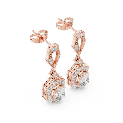18K White Gold Round & Oval Lab-Grown Diamond Wedding Earrings for Women | Pure Carat