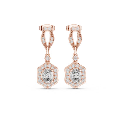 18K White Gold Round & Oval Lab-Grown Diamond Wedding Earrings for Women | Pure Carat