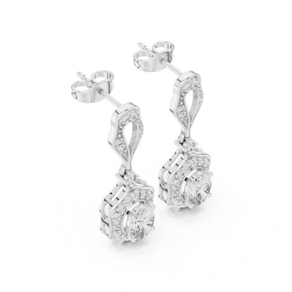 18K White Gold Round & Oval Lab-Grown Diamond Wedding Earrings for Women | Pure Carat