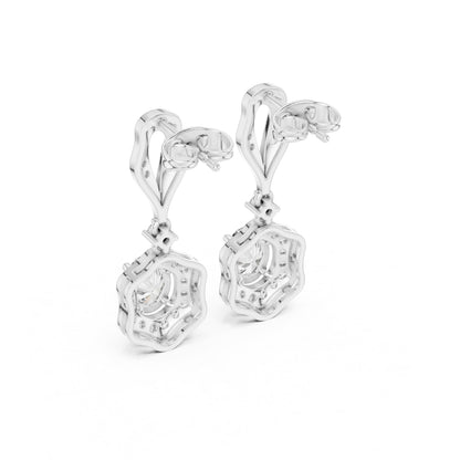 18K White Gold Round & Oval Lab-Grown Diamond Wedding Earrings for Women | Pure Carat