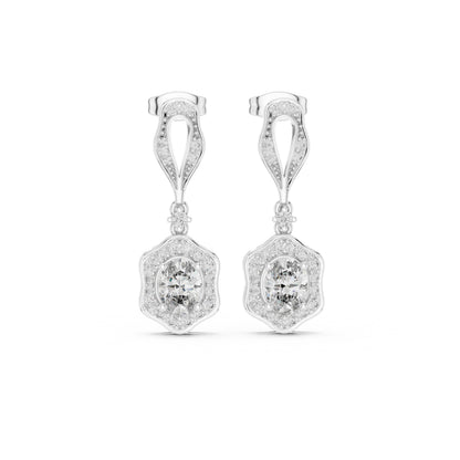 18K White Gold Round & Oval Lab-Grown Diamond Wedding Earrings for Women | Pure Carat