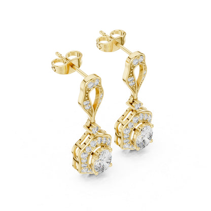 18K White Gold Round & Oval Lab-Grown Diamond Wedding Earrings for Women | Pure Carat