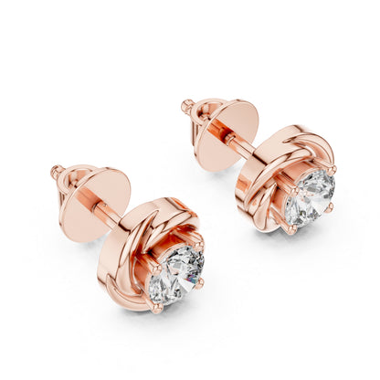 Women’s Round Lab-Grown Diamond Earrings in 14K Yellow Gold