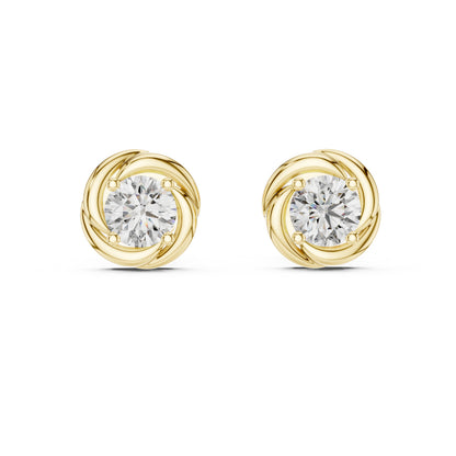 Women’s Round Lab-Grown Diamond Earrings in 14K Yellow Gold
