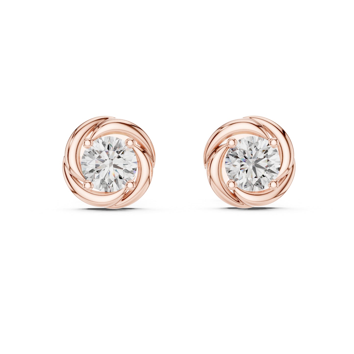 Women’s Round Lab-Grown Diamond Earrings in 14K Yellow Gold
