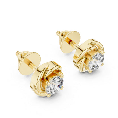 Women’s Round Lab-Grown Diamond Earrings in 14K Yellow Gold